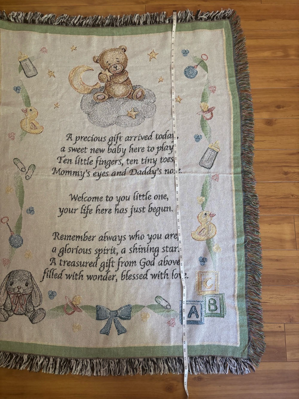 Vintage Collections Etc. Tapestry Throw Blanket Baby Poem Nursery Decor Cottage - Picture 6 of 7